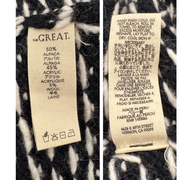 THE GREAT. Black and White Patterned Cardigan - Picture 9 of 11